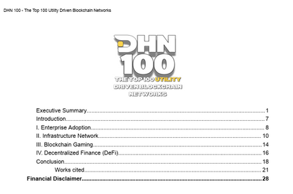 DHN 100: The Top 100 Utility Driven Blockchain Networks